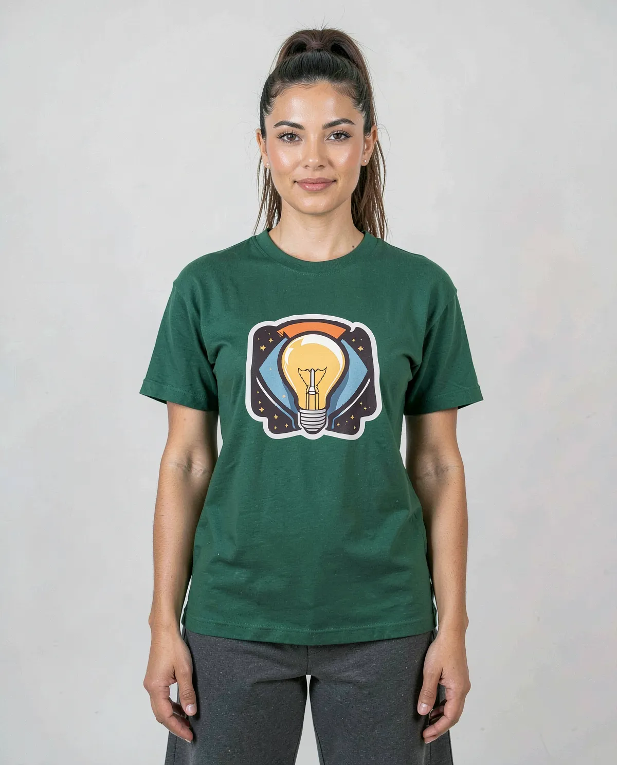 Green Organic Cotton T‑Shirt with Clean Print