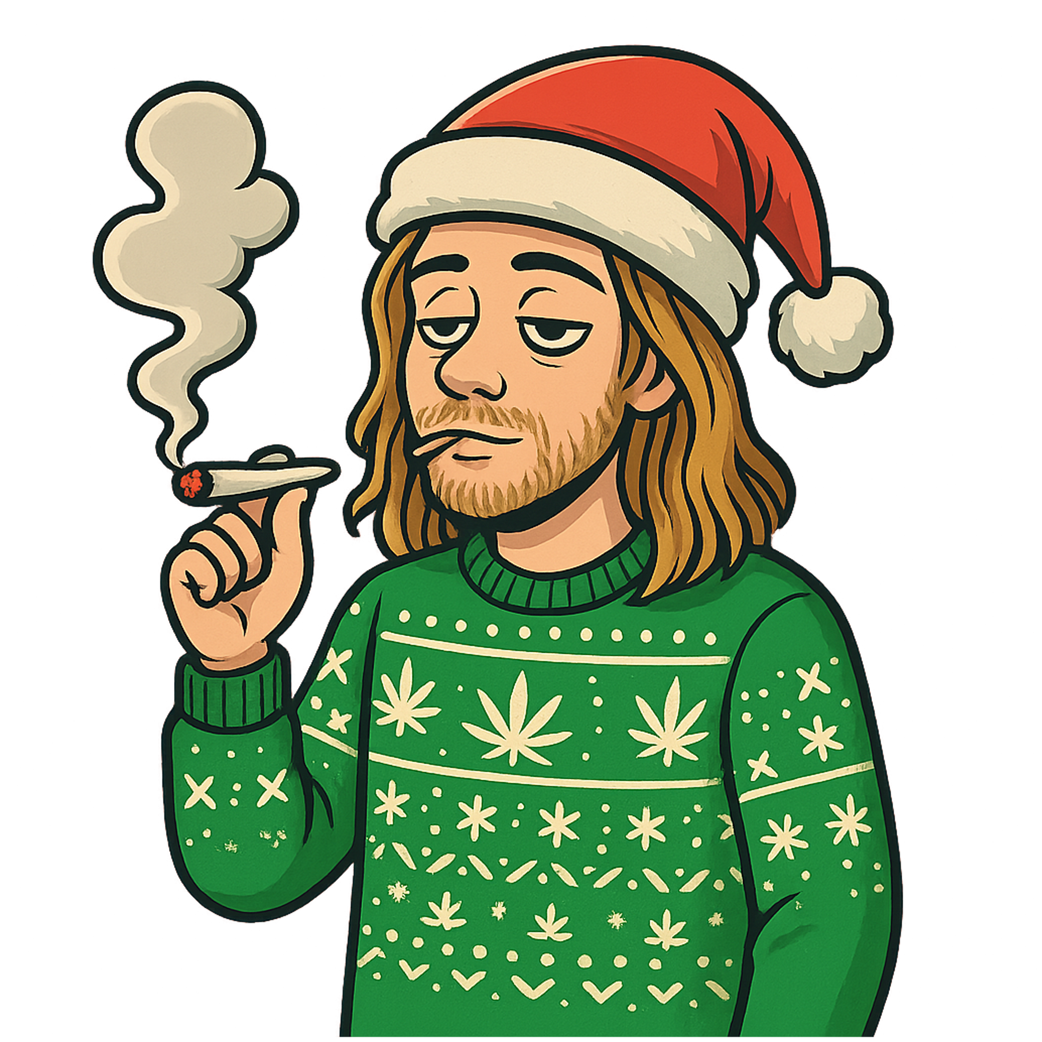 Bearded Santa Smokes Holiday Sweatshirt 58