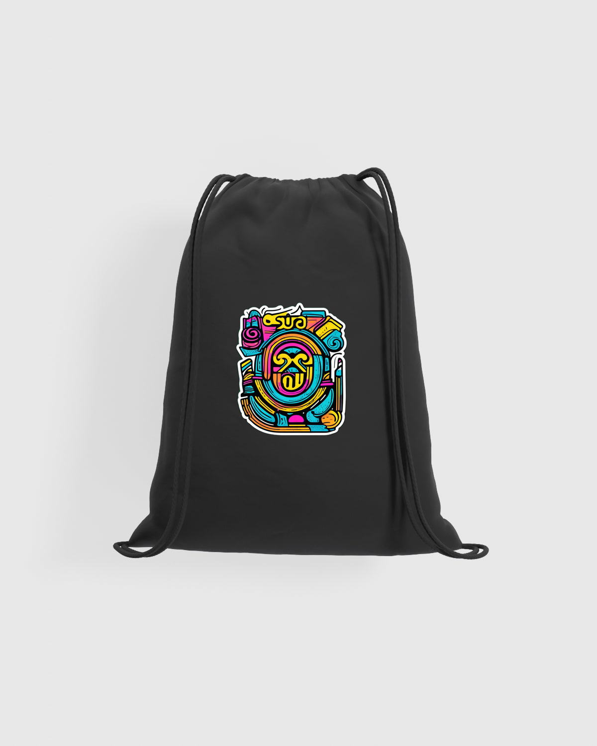 Borsa con cordoncino a tema orologio e attrezzi