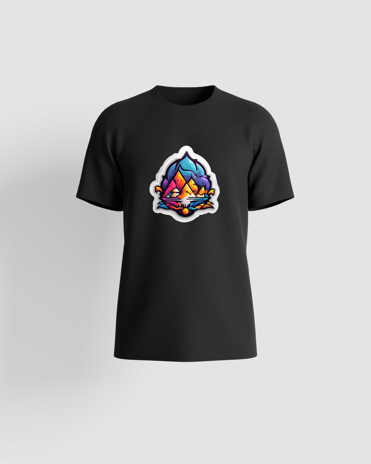 T-shirt with mountain lake illustration 0