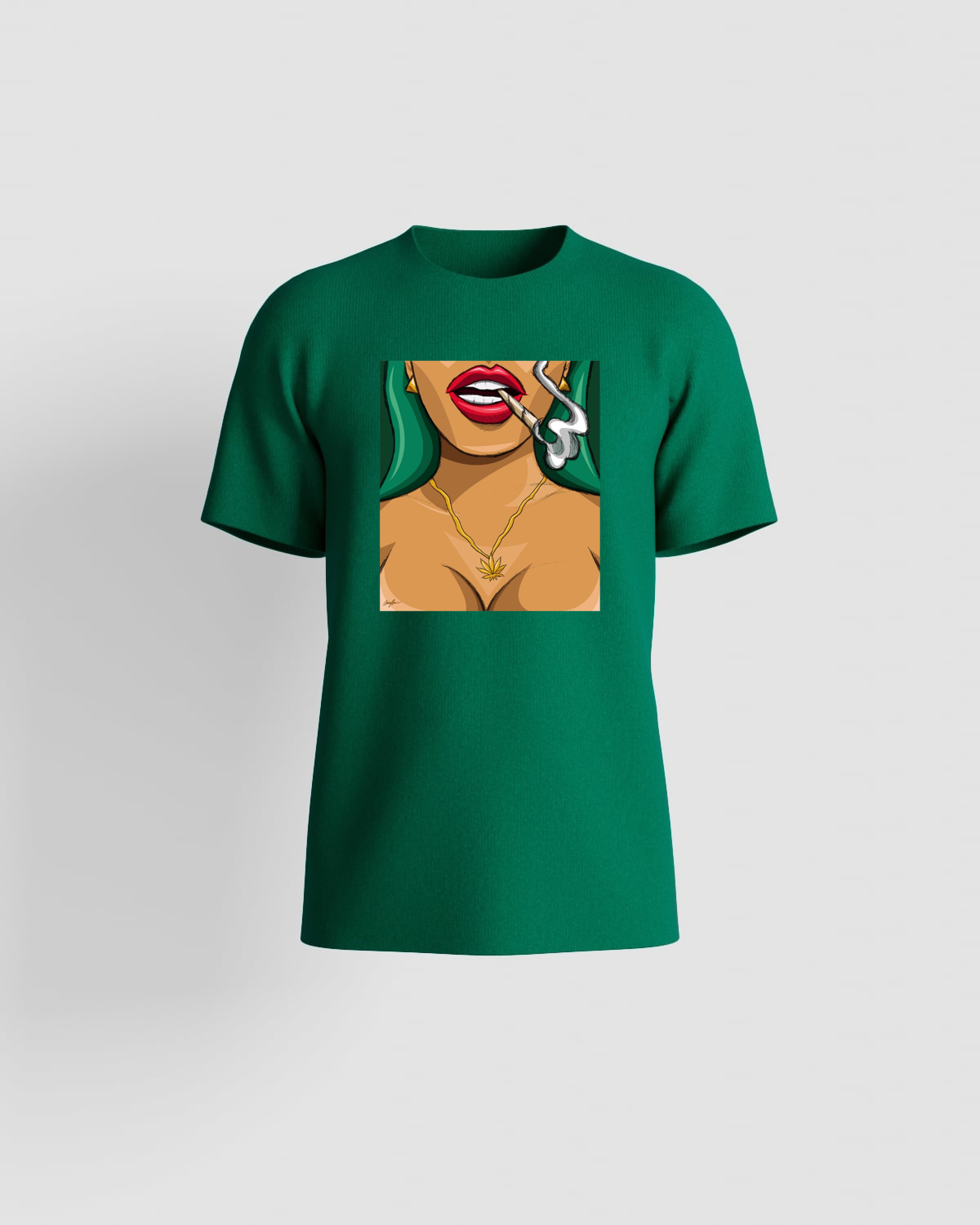 T-Shirt with Green-Haired Marijuana Princess