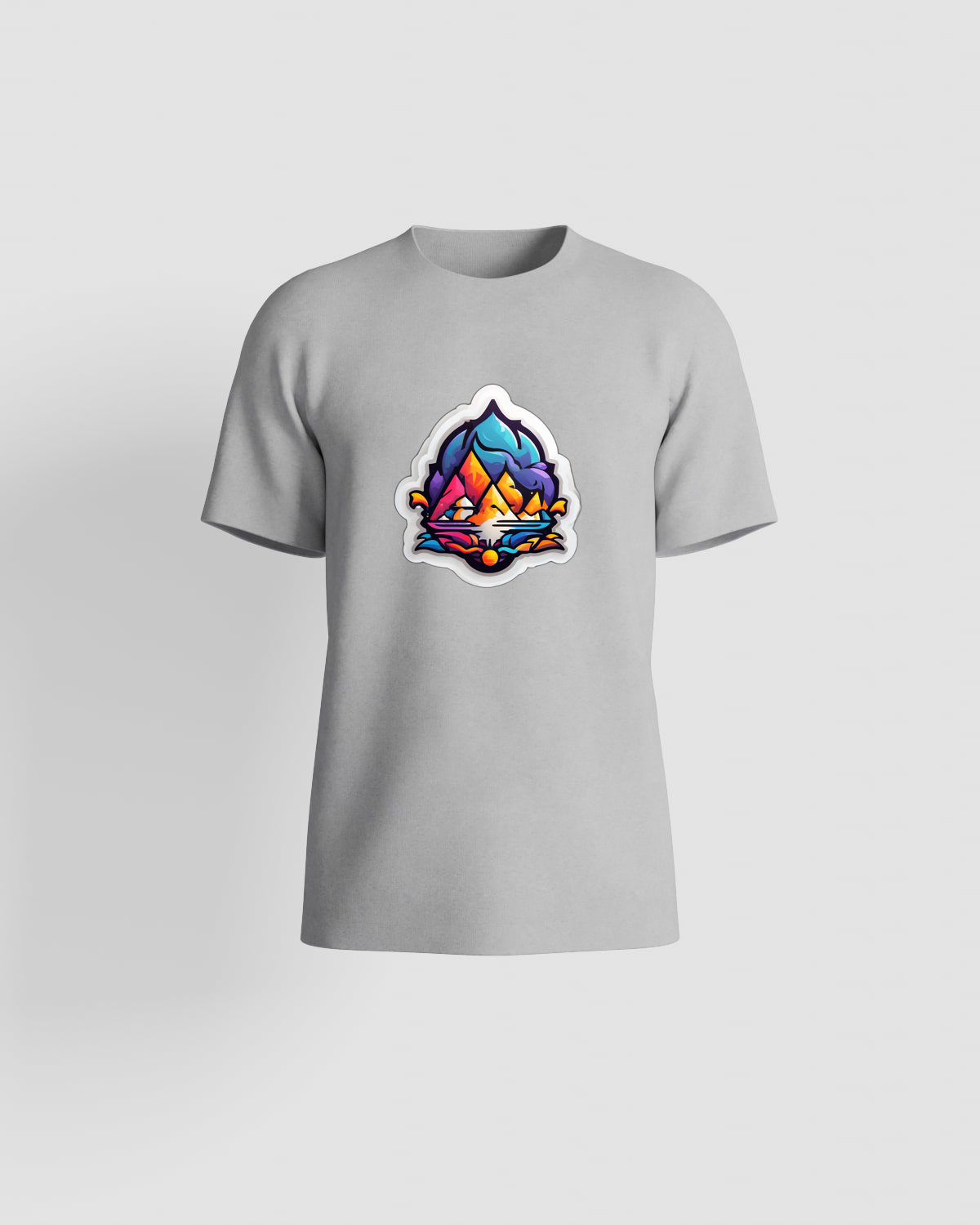 T-Shirt with Mountain Lake Illustration