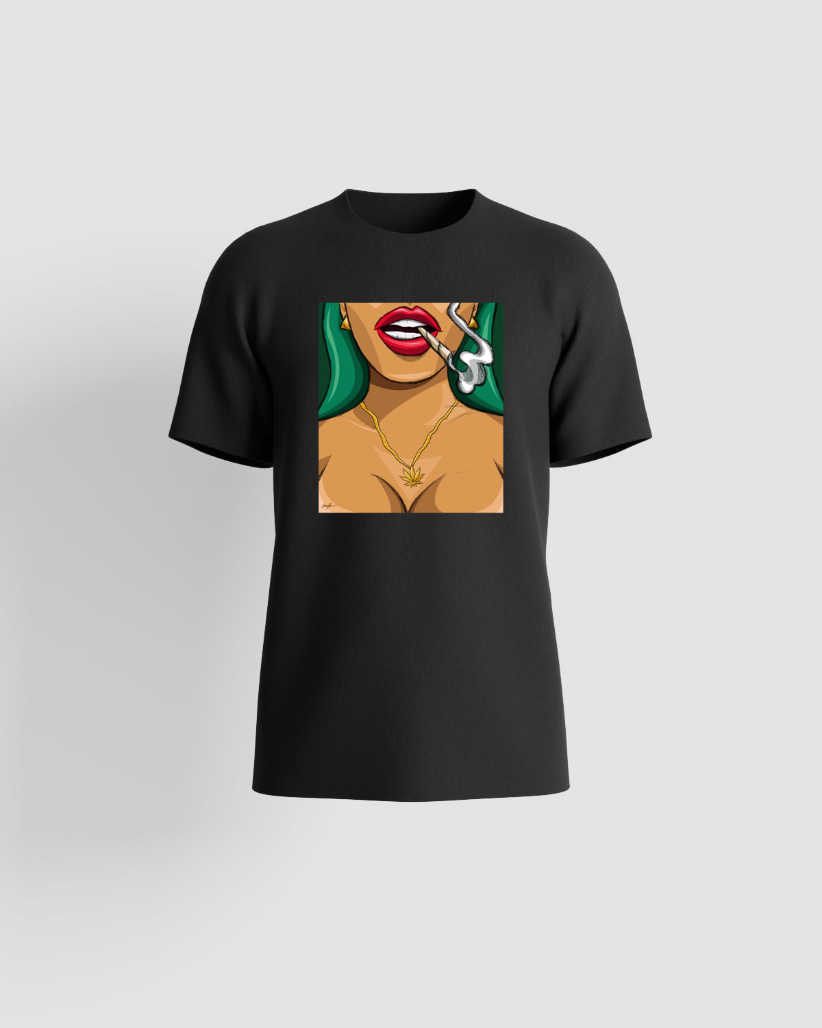T-Shirt with Green-Haired Cannabis Princess