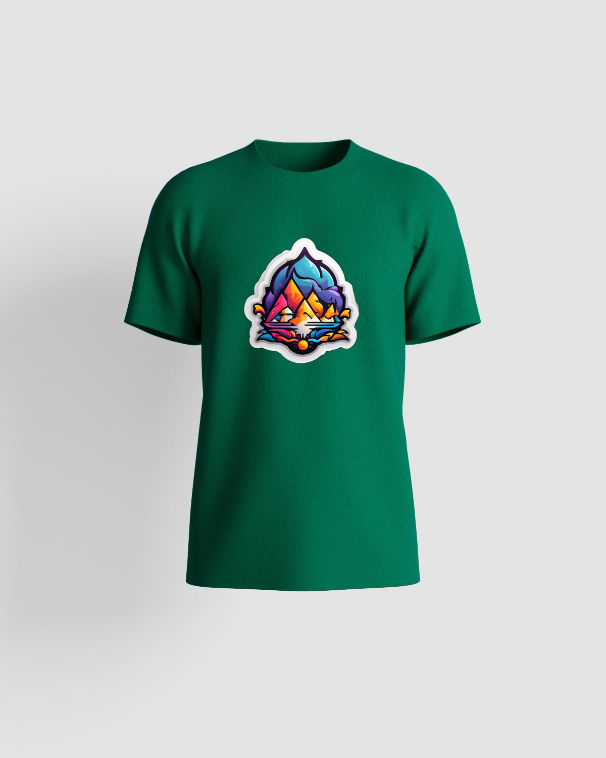 T-shirt with mountain lake illustration