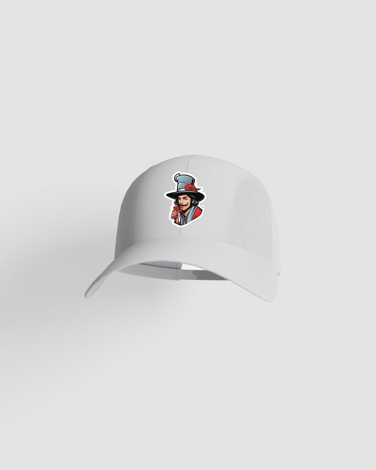 Cappellino bianco in cotone a 5 pannelli con chiusura a velcro 59