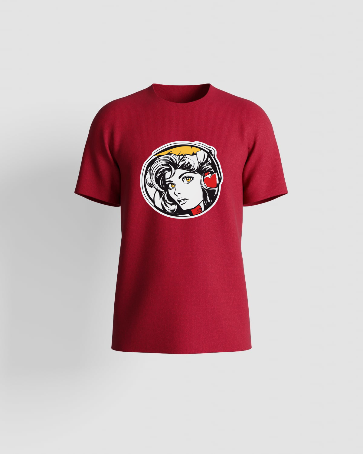  Maglietta a collo alto rossa - Classica, cotone morbido 59