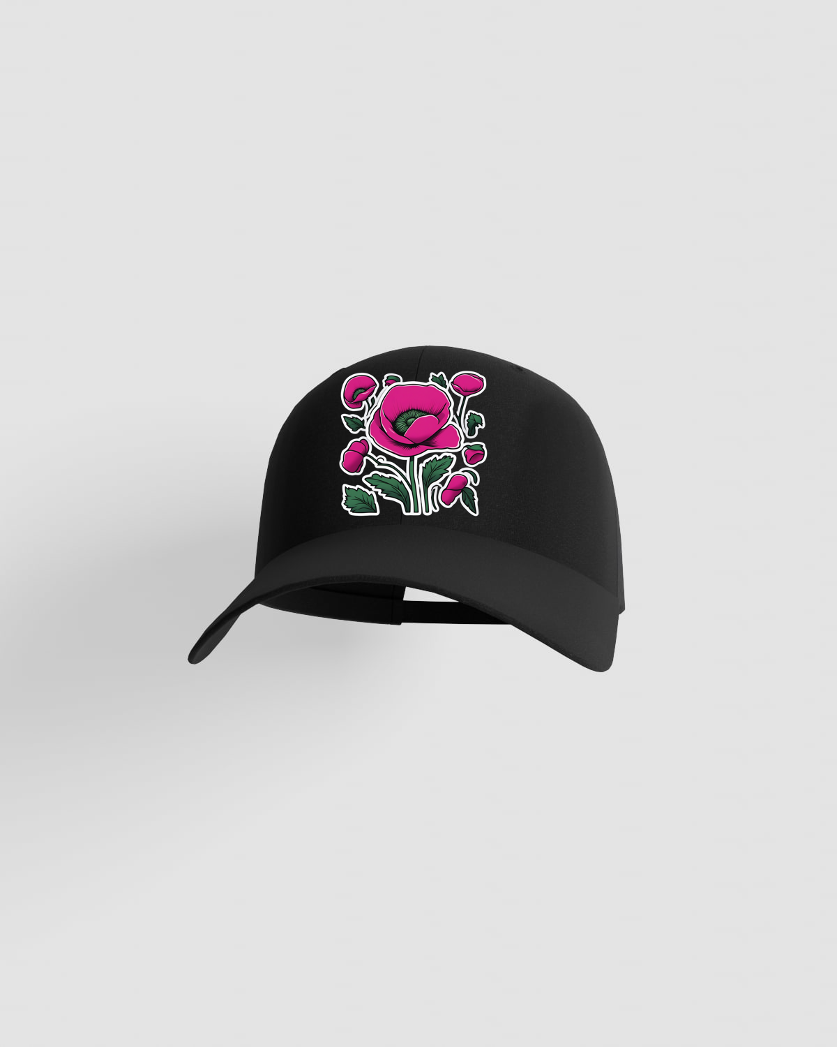 Cappellino nero a 5 pannelli in cotone con chiusura a velcro 59