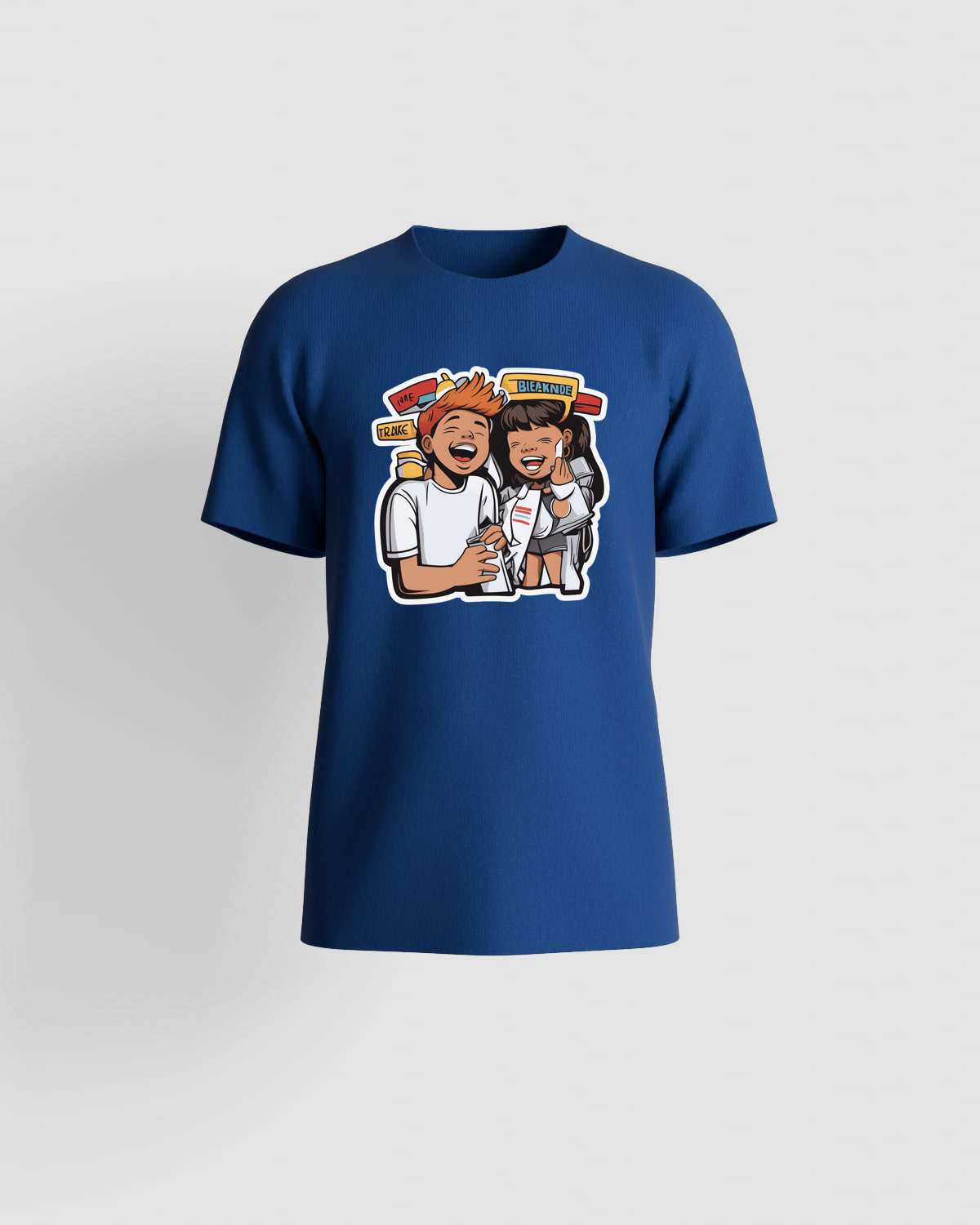 T‑shirt blu con design grafico audace 59