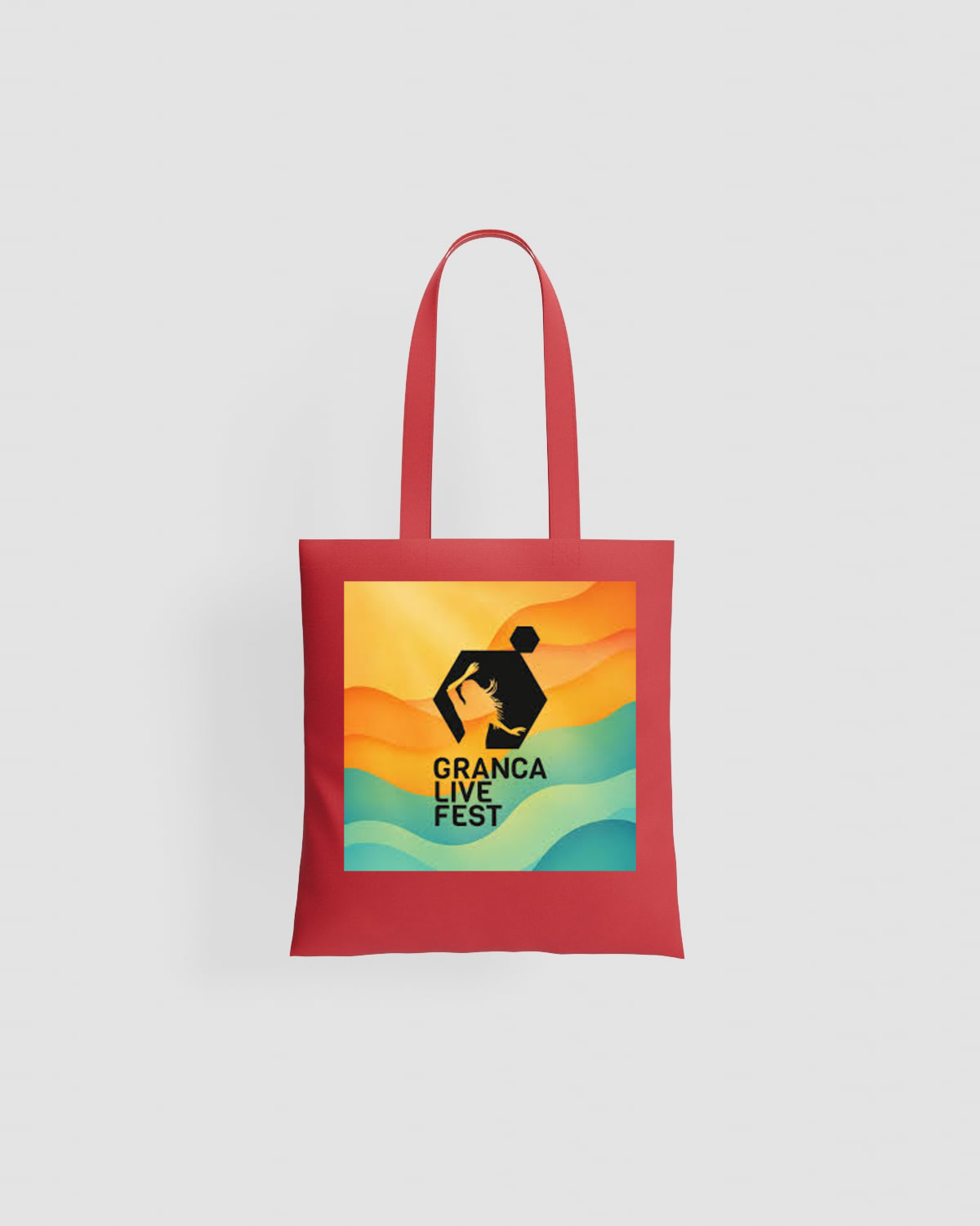 Tote Bag in cotone con maniglia lunga e superficie stampata liscia 59