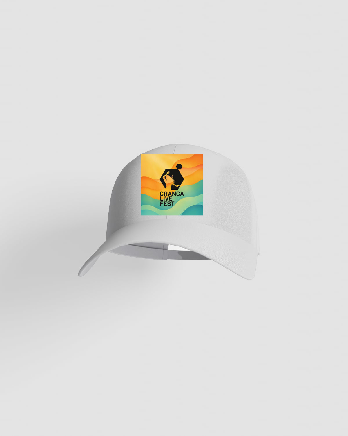 Cappellino bianco in cotone a 5 pannelli con chiusura a velcro 59
