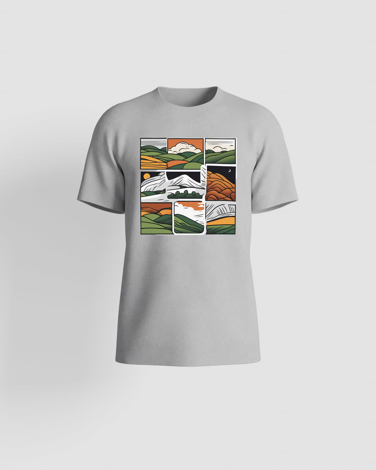 Grey T-Shirt with Minimalist Graphic Print 59