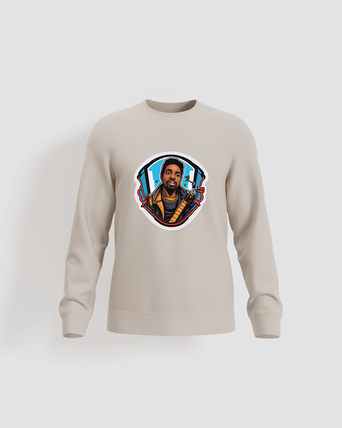 Cream 100% Cotton Unisex Sweatshirt with Crew Neck 59