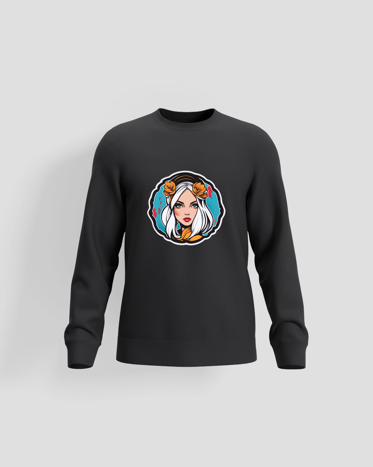 Black Unisex Crew‑Neck Sweatshirt – Soft Cotton Comfort 59
