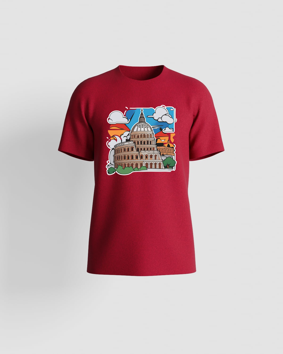 Unique Red T-Shirt with Bold Logo Print 59