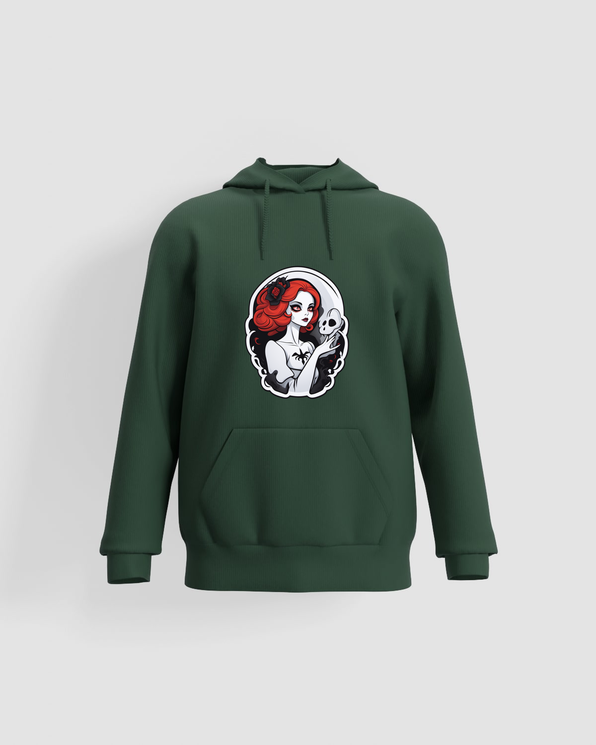 Green Unisex Cotton Sweatshirt with Smooth Print Surface 59