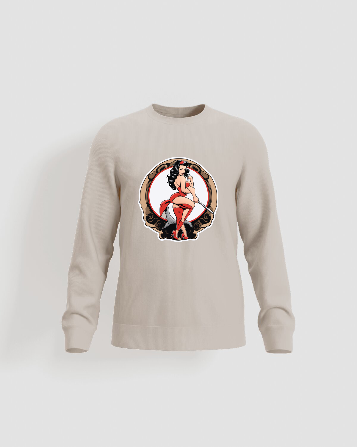 Cream Unisex Sweatshirt Soft Classic Crew Neck 59