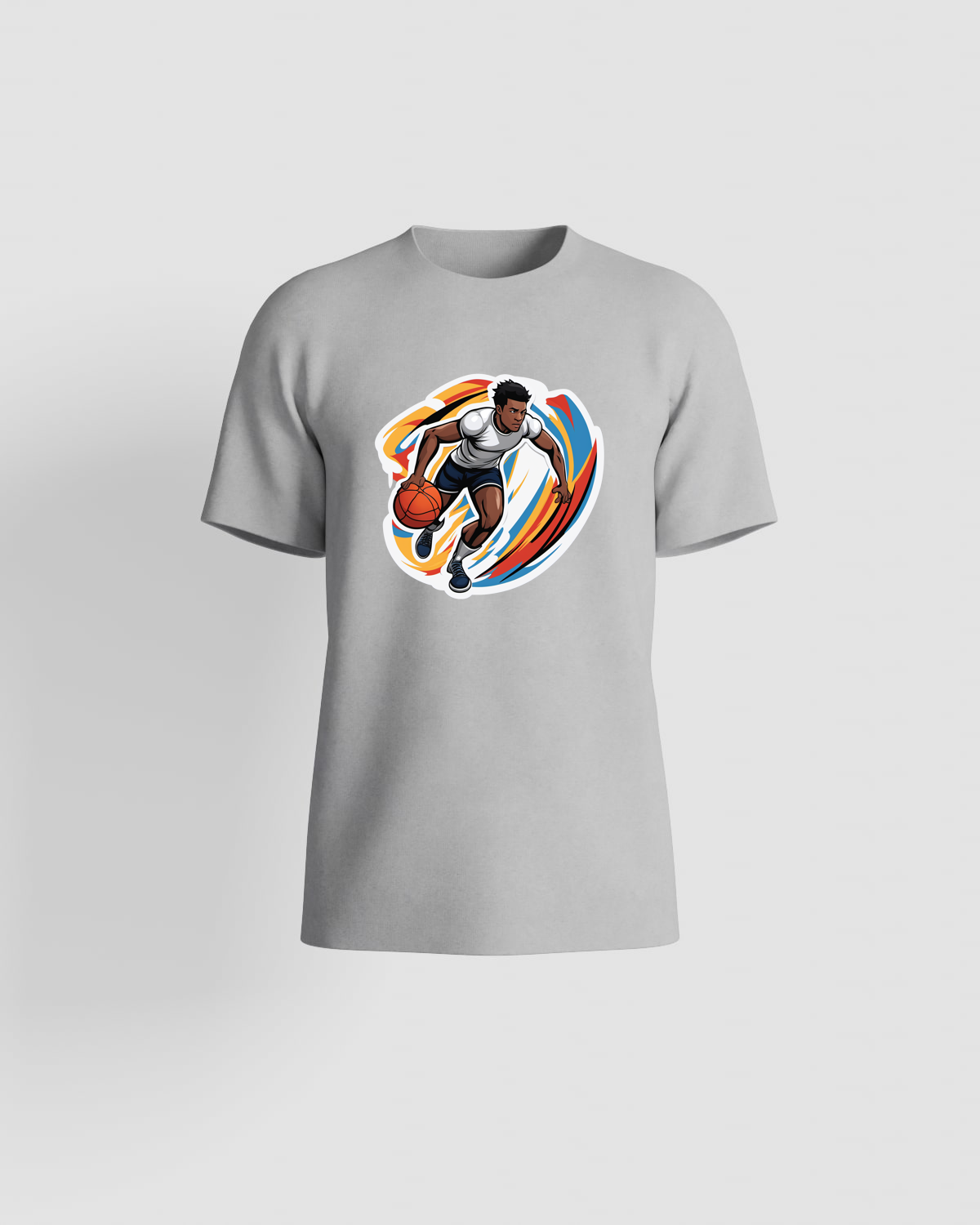 Grey T-Shirt with Minimalist Graphic Print 59