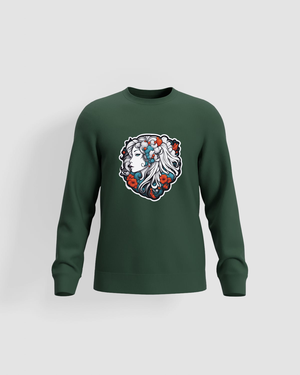 Green Unisex Cotton Sweatshirt with Durable Print 59
