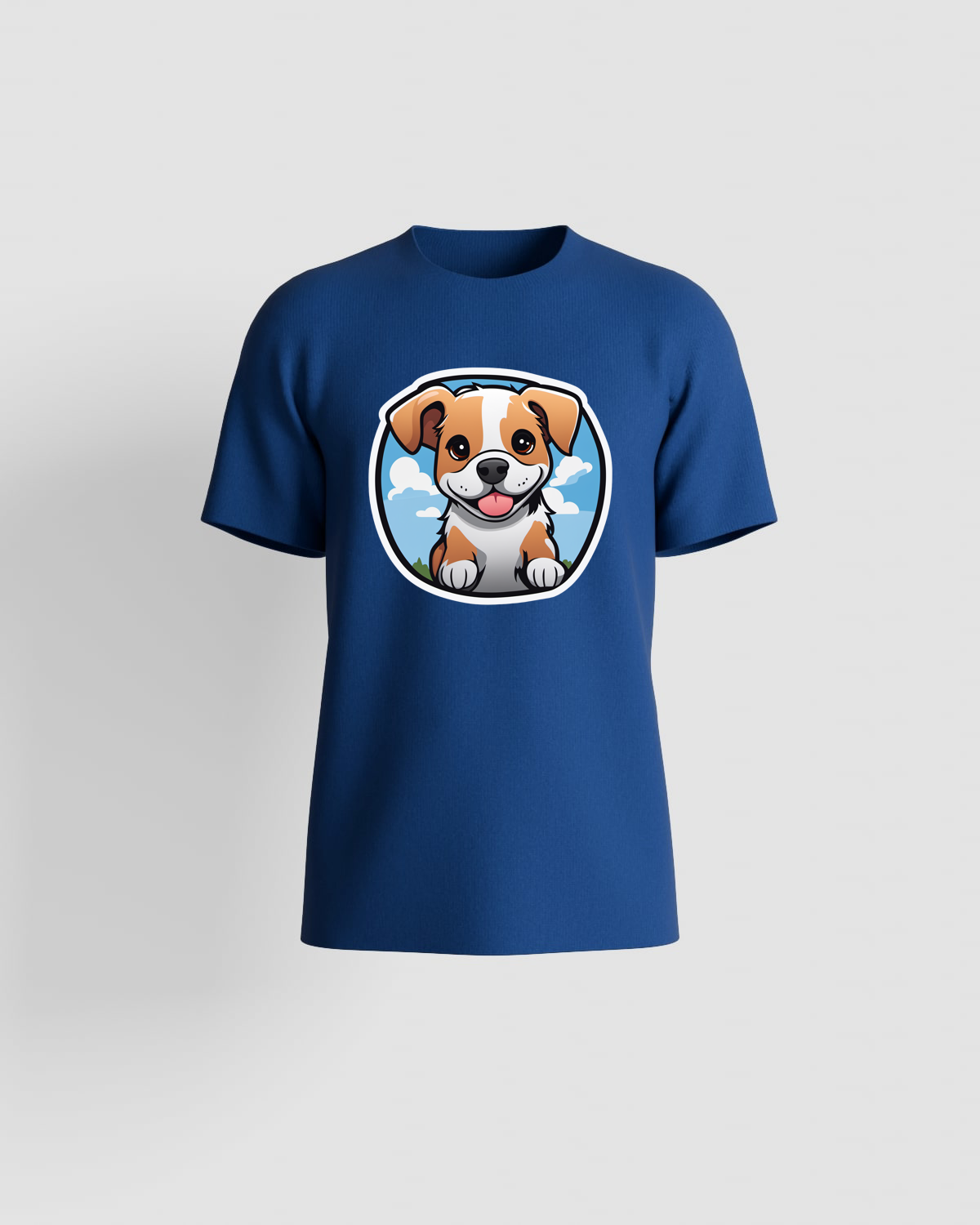 Blue Organic Cotton T‑Shirt with Clean Print 59