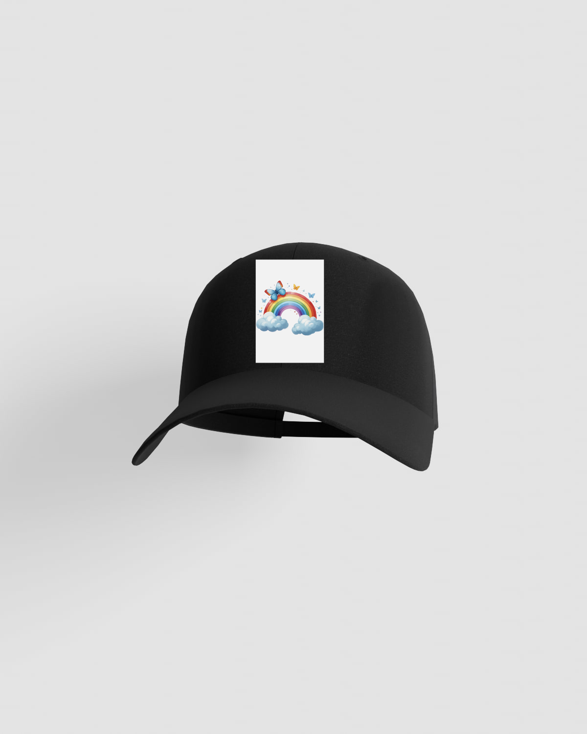 Black Adjustable Velcro Cotton Cap with Smooth Front 59