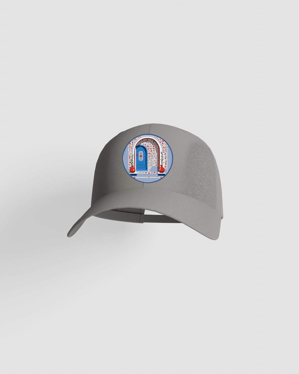 Grey Adjustable Cotton Cap with Velcro Closure 59