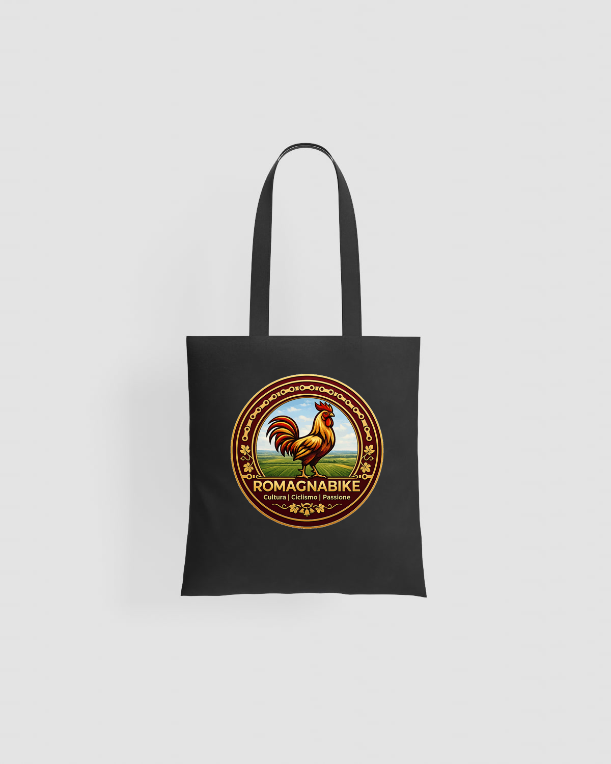 Tote Bag in cotone con manici lunghi e superficie di stampa liscia 59