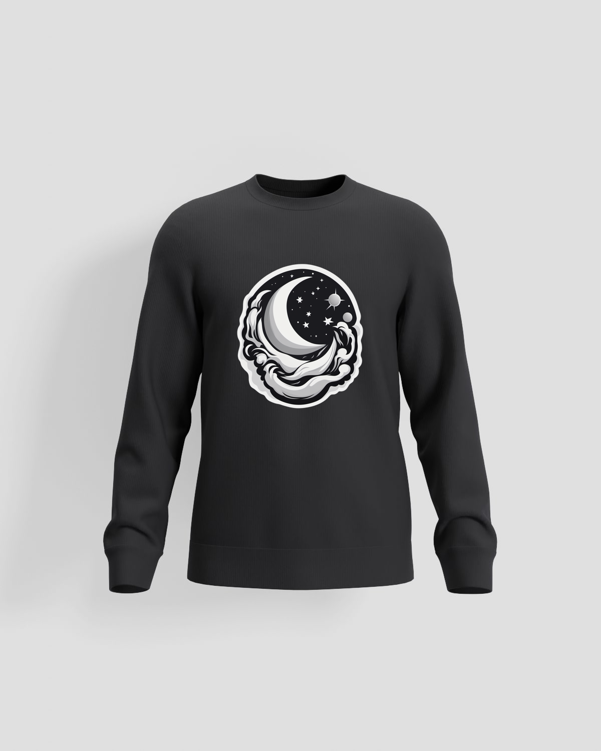 Black Unisex Cotton Sweatshirt with Crew Neck 59