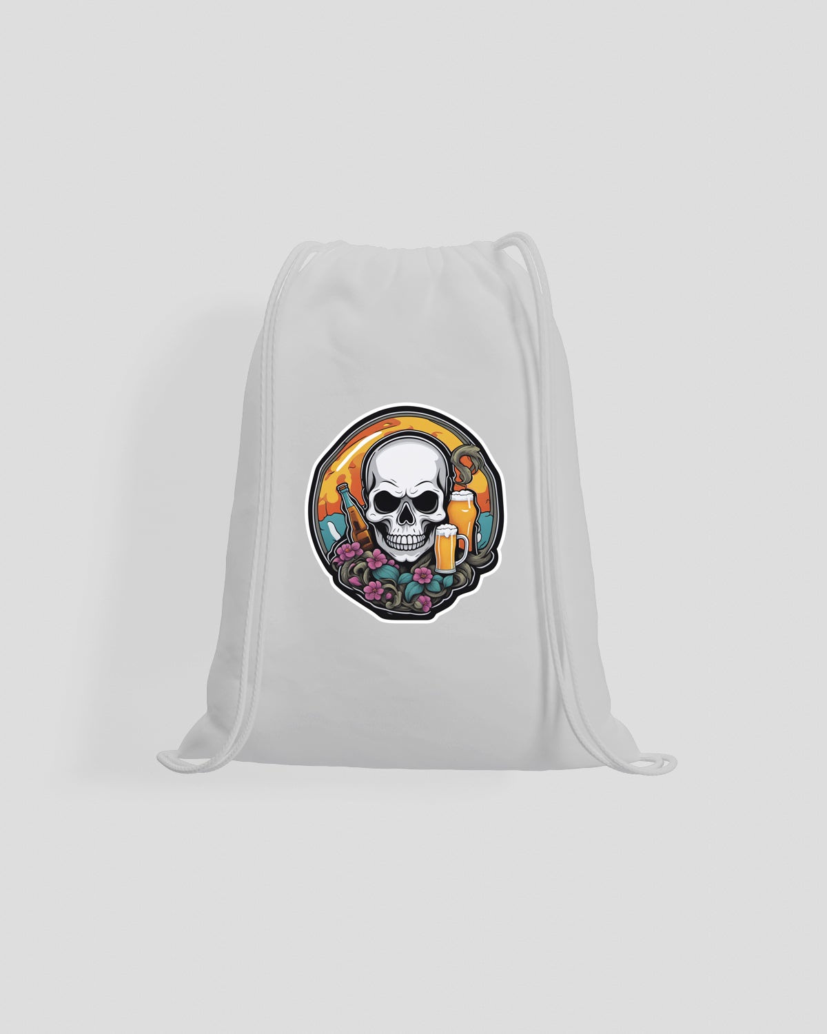 Customizable Ironed Drawstring Bag – Neutral Gray 59