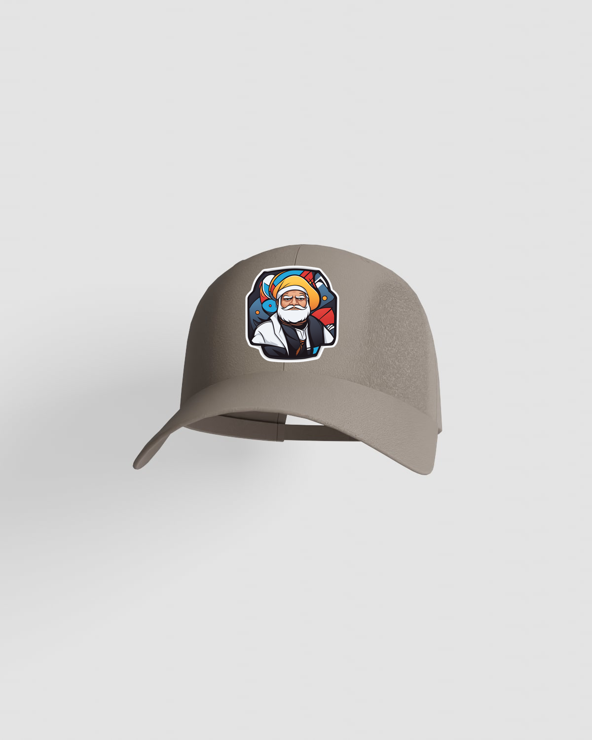 Khaki Cotton Cap with Velcro Closure and Print‑Friendly Front 59