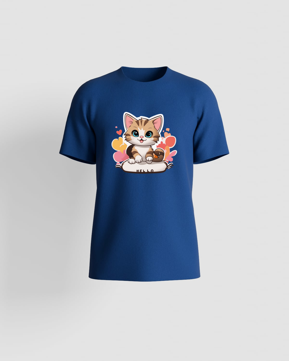 Blue Organic Cotton T-Shirt with Clean Print 59