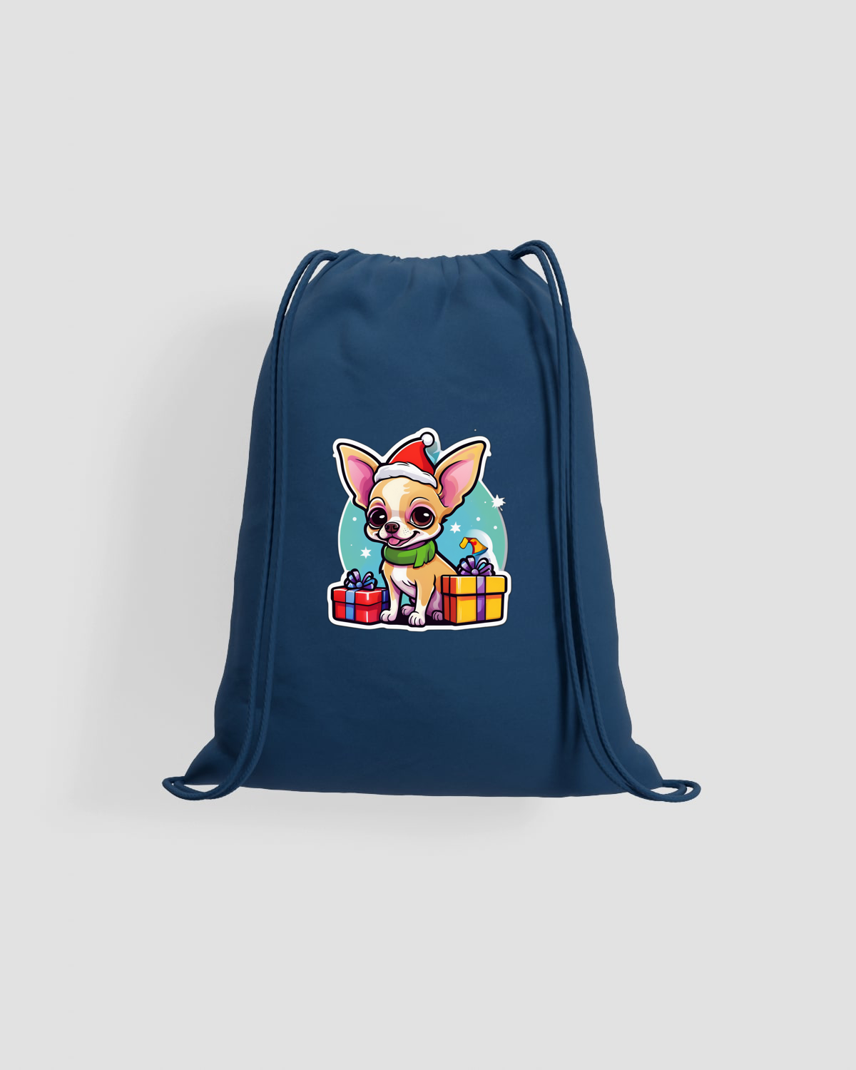 Drawstring Bag Santa Chihuahua Presents 0