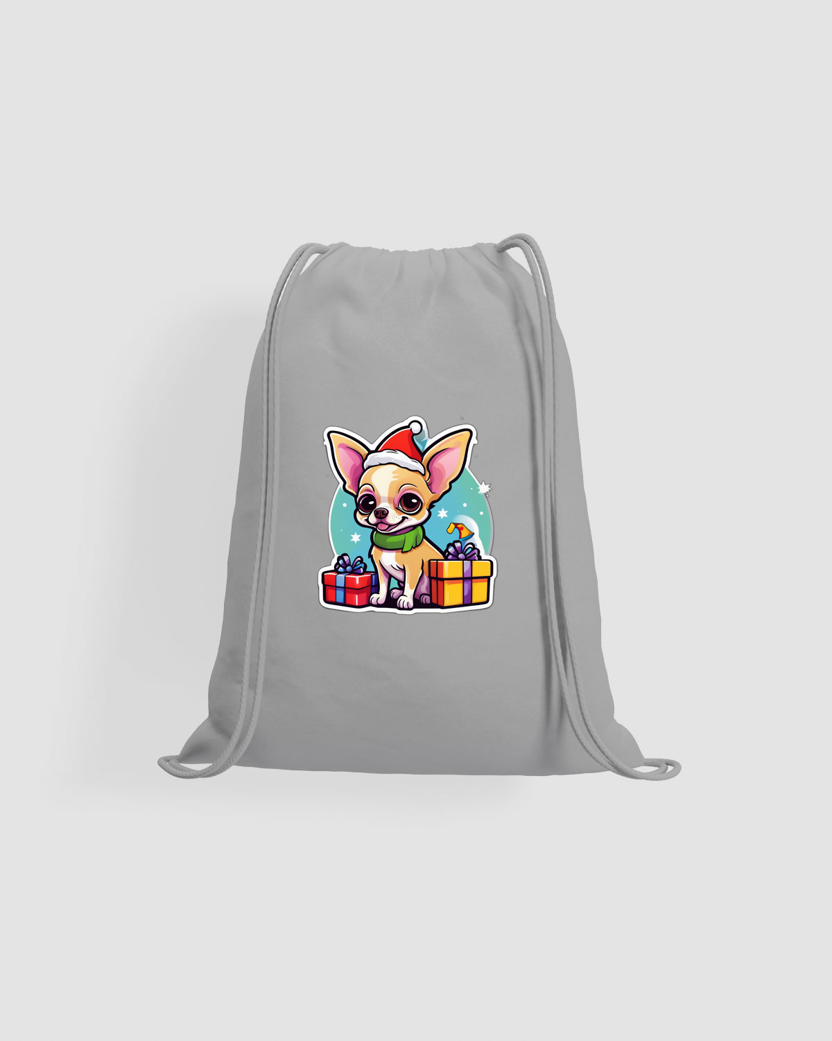 Santa Chihuahua Drawstring Bag 0