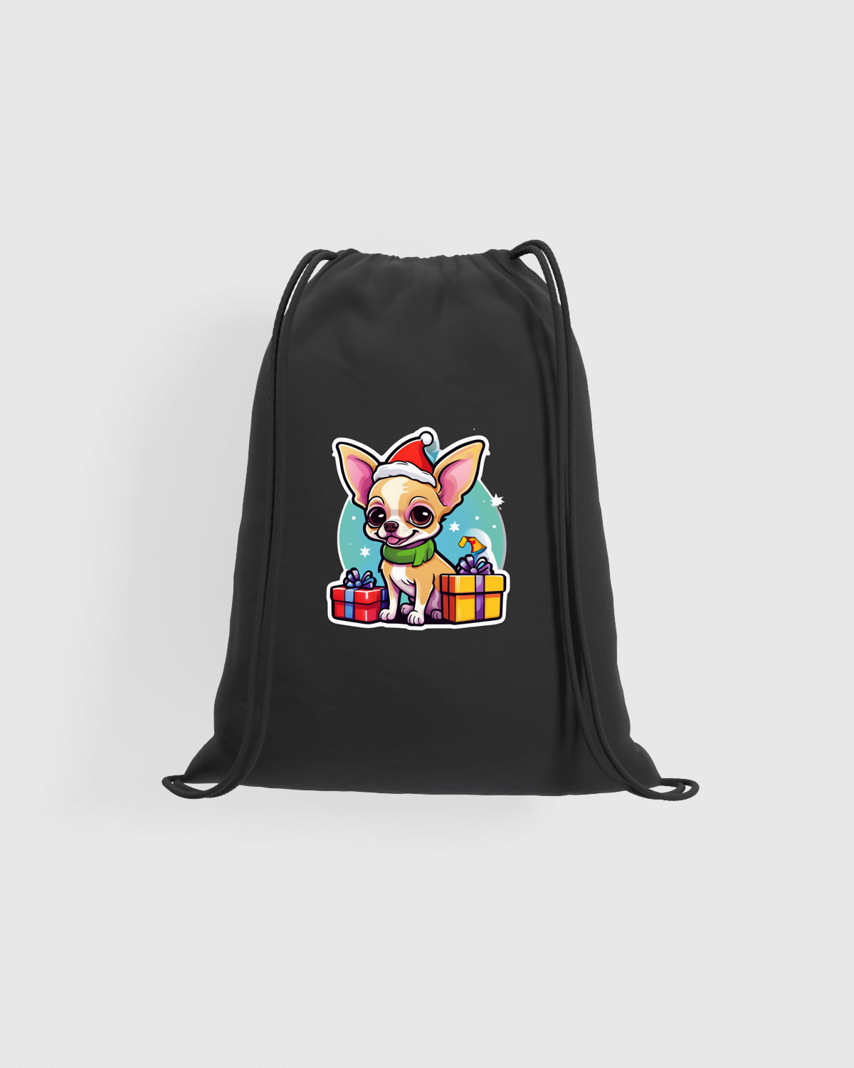 Chihuahua Santa Hat Drawstring Bag 0