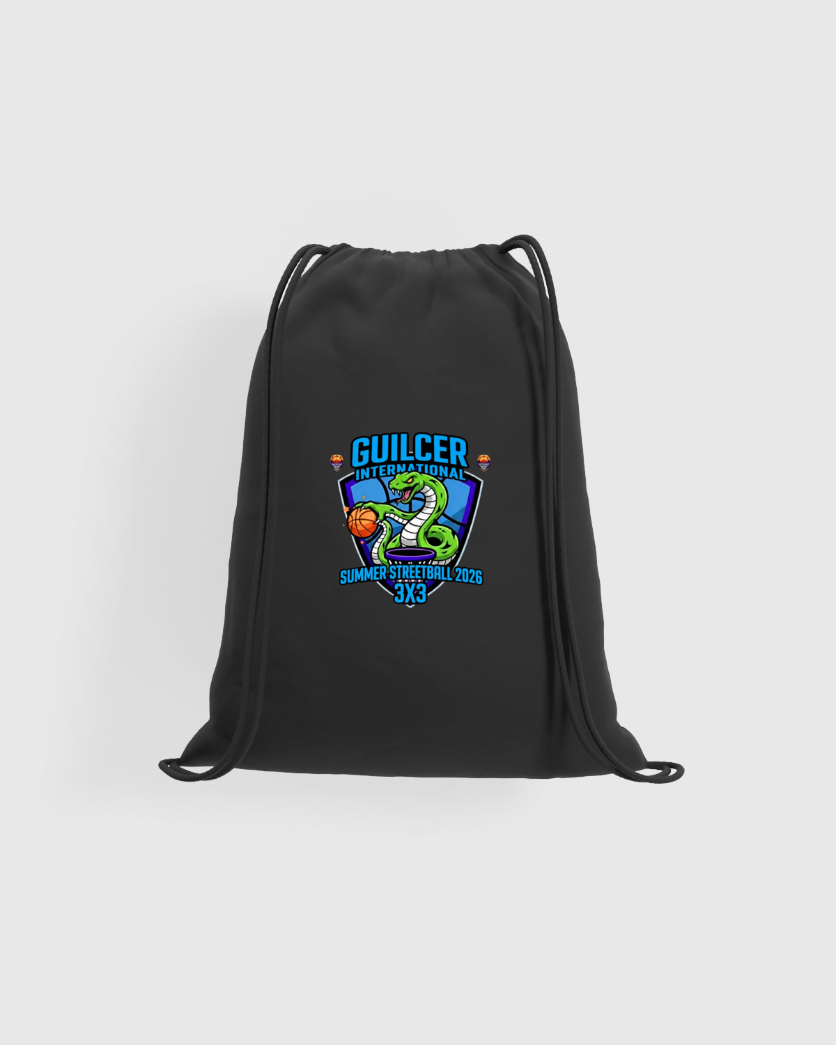 Borsa con cordoncino e logo di serpente verde