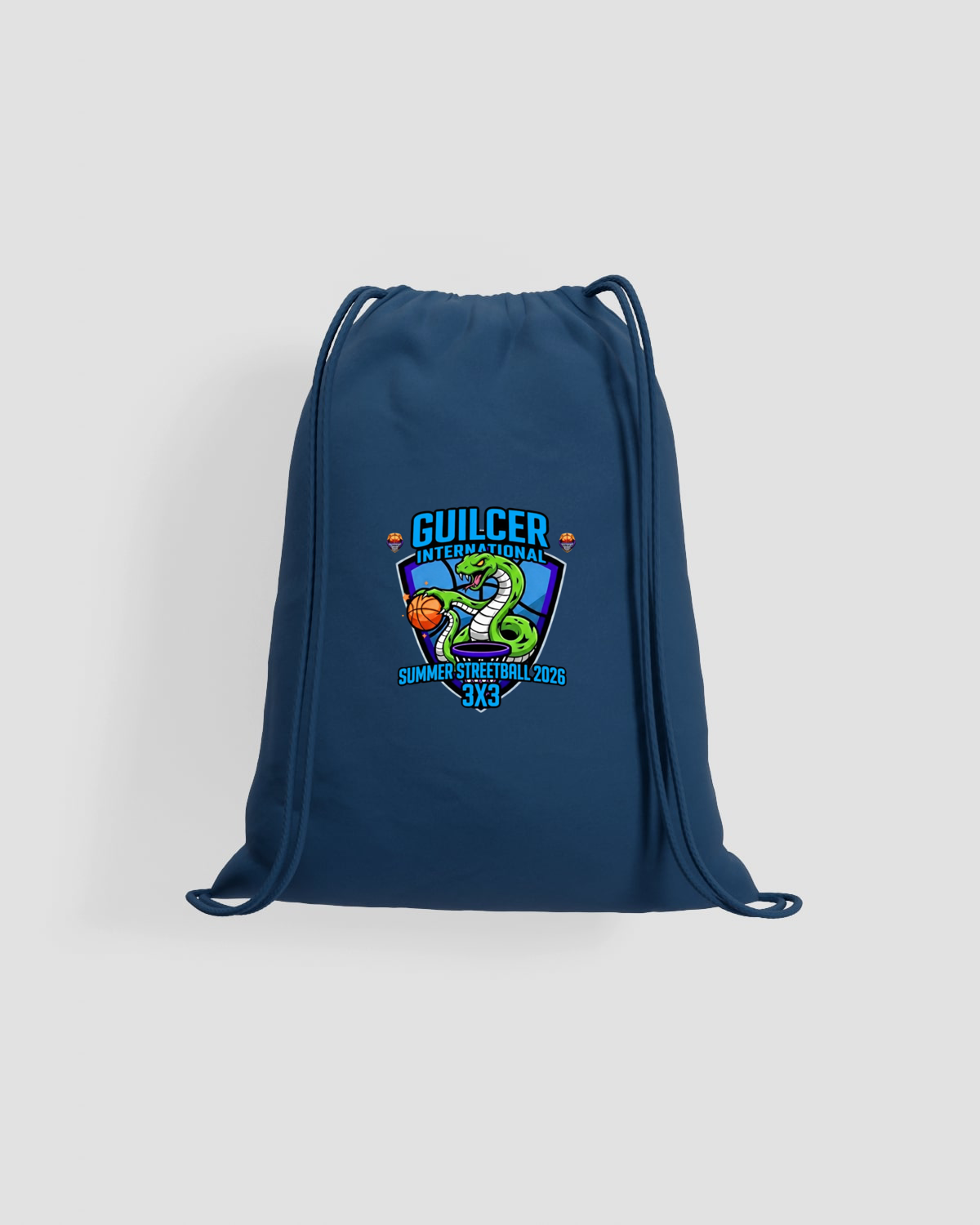 Borsa con cordoncino serpente verde, logo arancione
