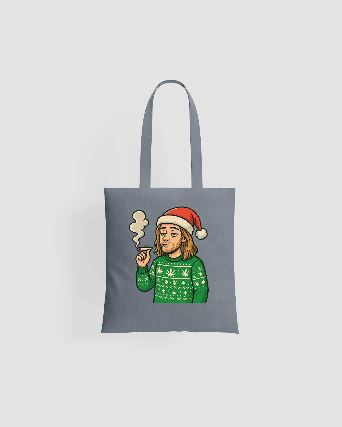 Bearded Santa Smoking Christmas Tote Bag 0