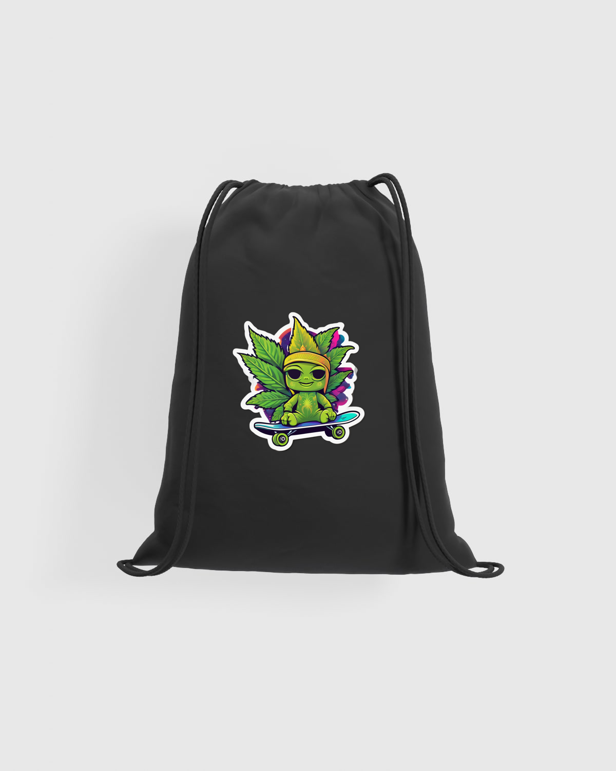 Green Drawstring Bag: Skate Leaf