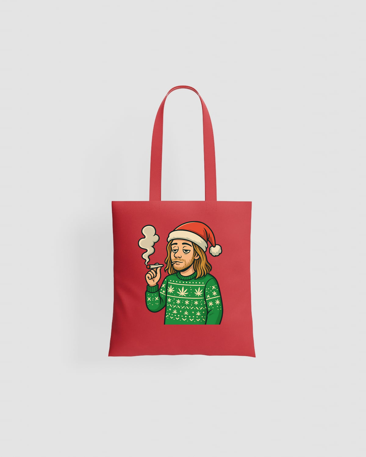 Bearded Santa Smoking Holiday Tote Bag