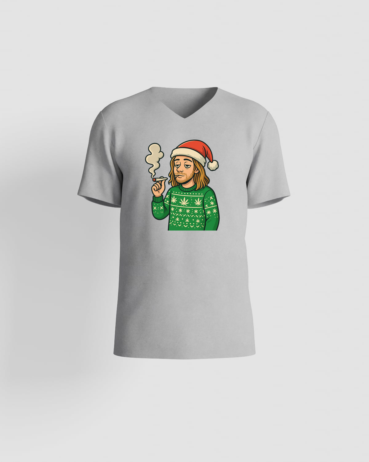 T-SHIRTS Bearded Santa Smoking Christmas
