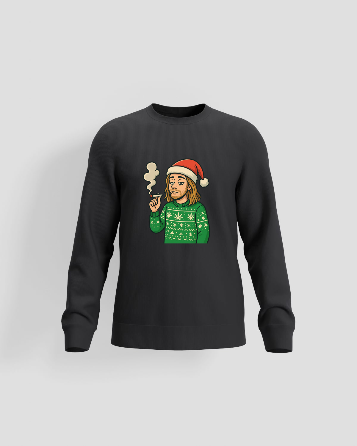 Bearded Santa Smoking Holiday Sweatshirt