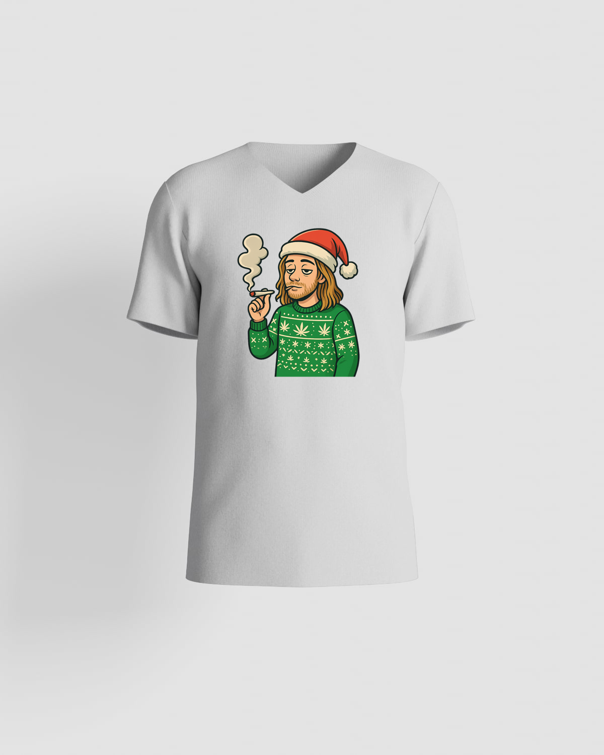 T-SHIRTS Bearded Santa Smoking Holiday