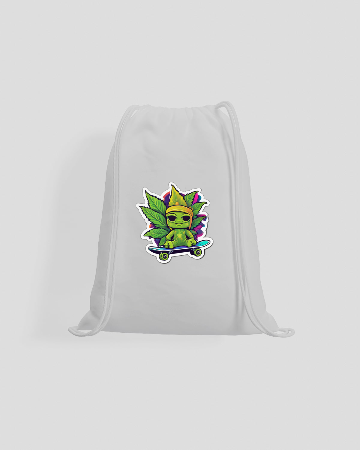 Green Drawstring Bag Skate Leaf