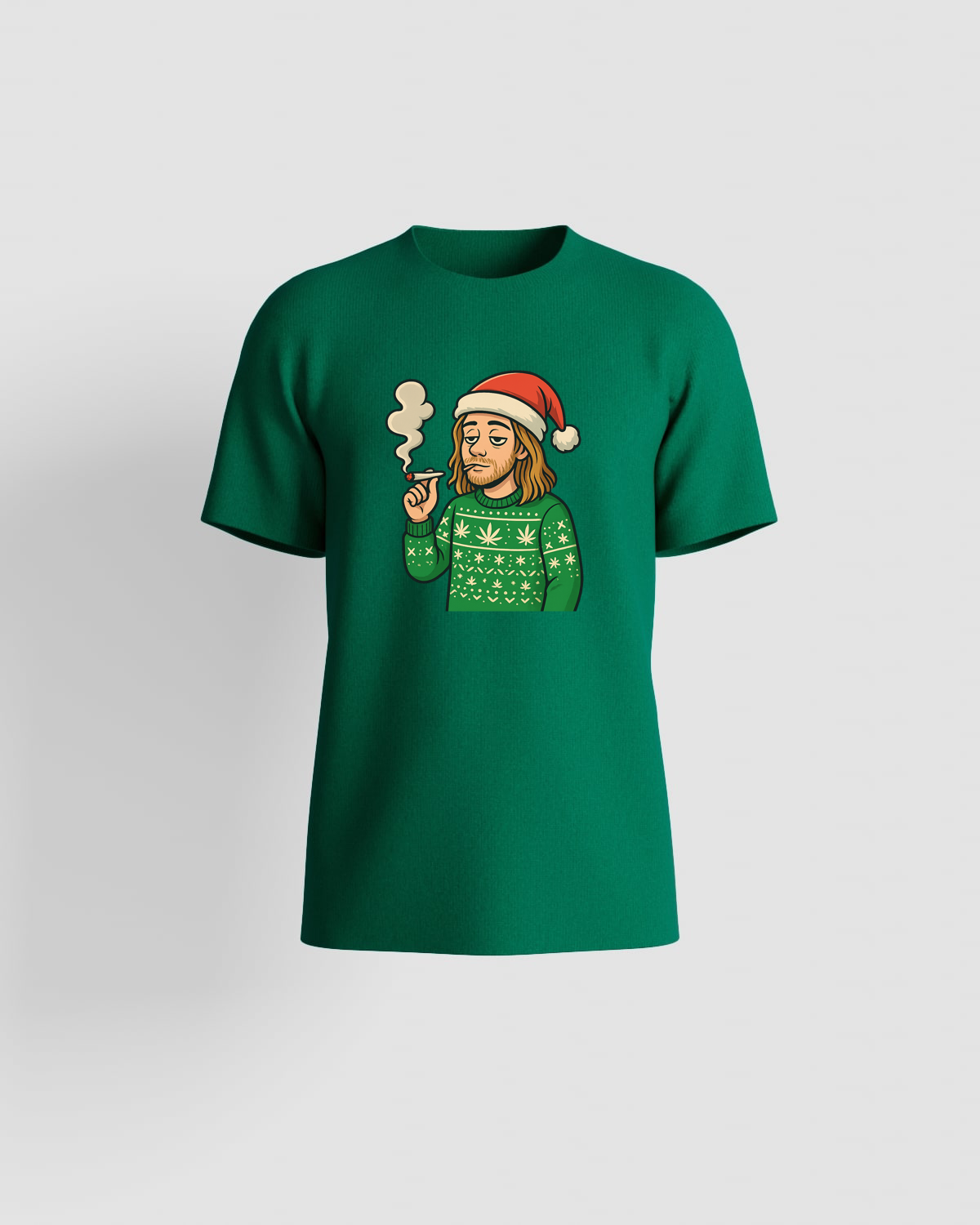 T-SHIRTS Bearded Santa Smoking Holiday
