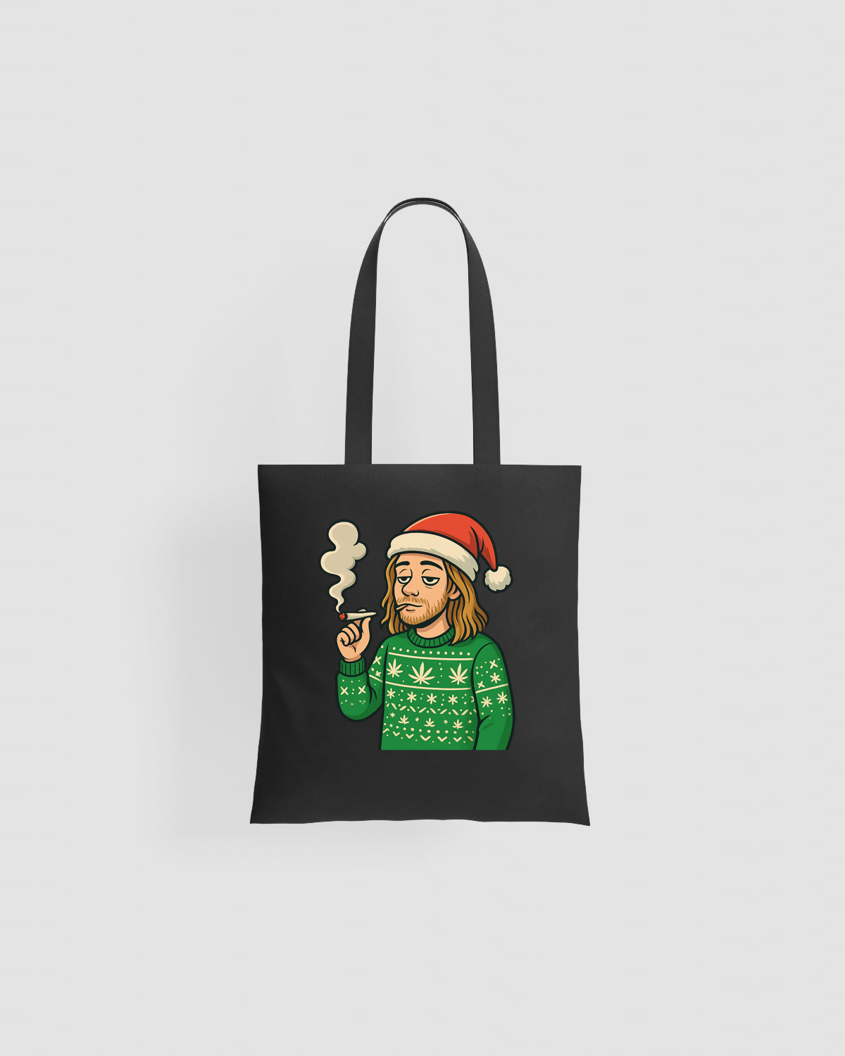 Bearded Santa Smoking Tote Bags