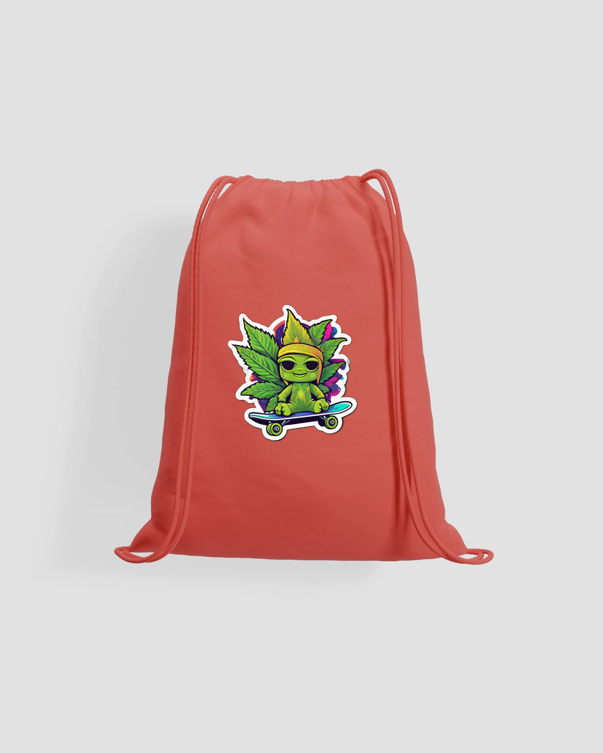 Green Drawstring Bag Skate Leaf 0