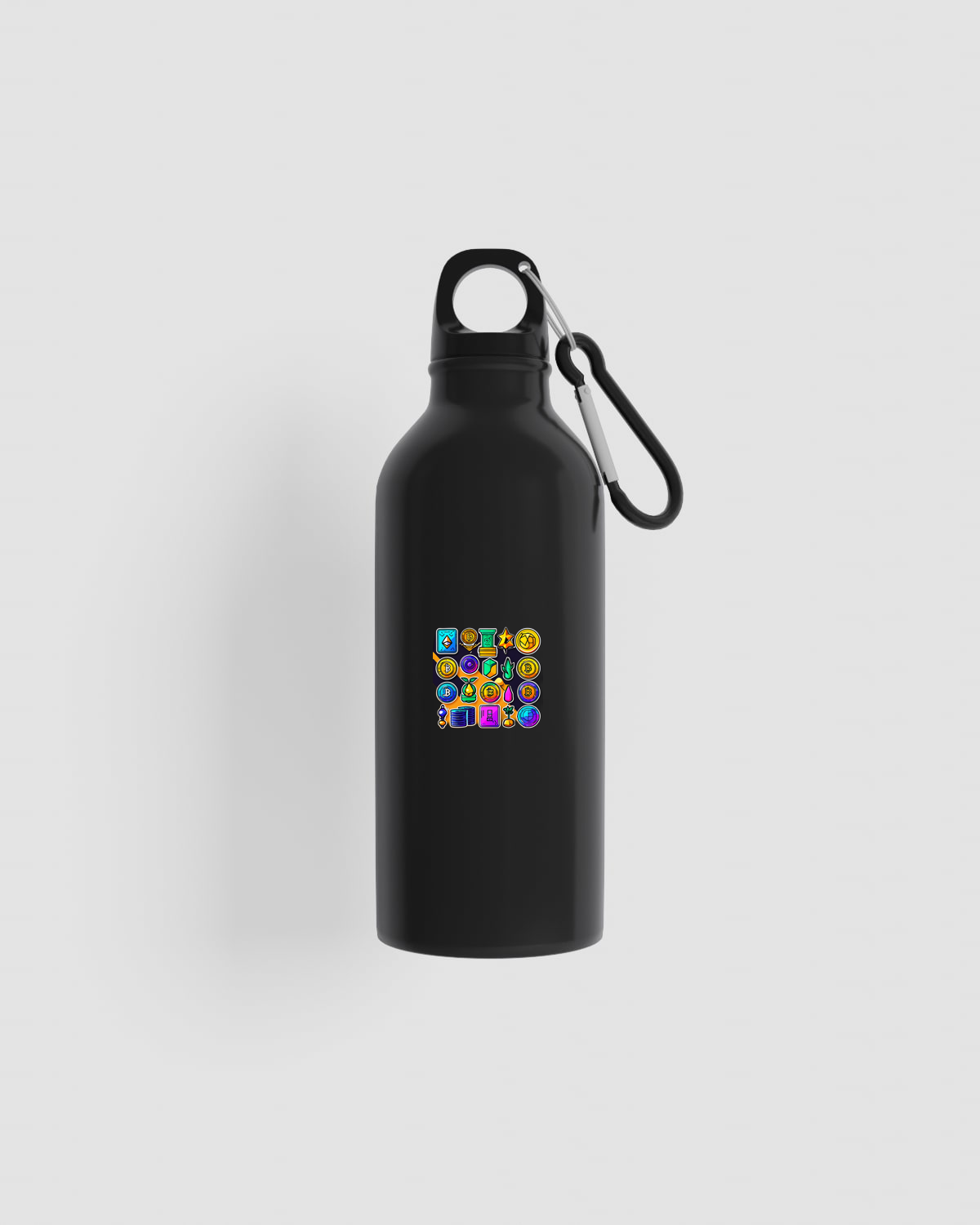 Water bottle, customizable, 100% recycled steel, Black