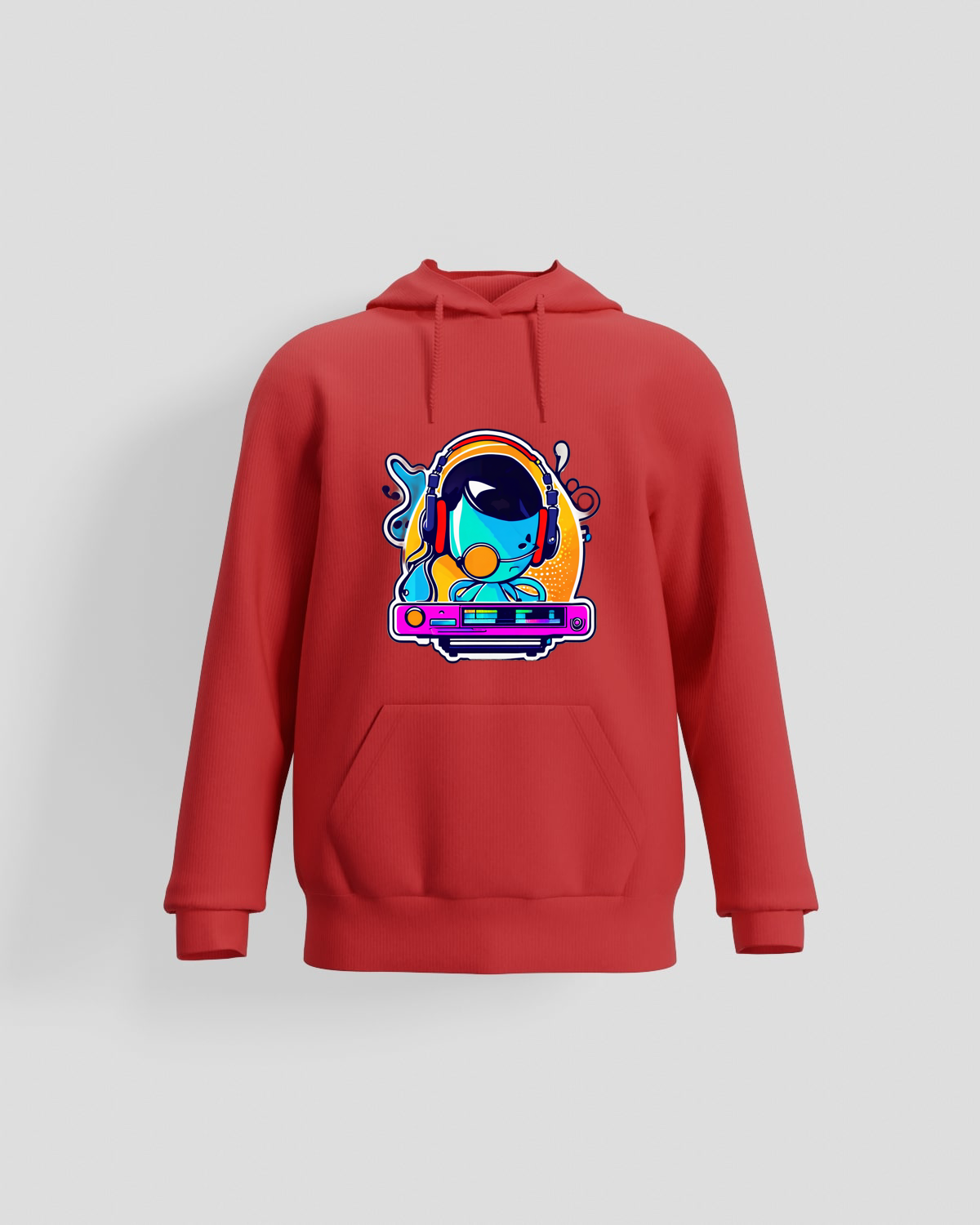 Maglietta con cappuccio DJ Cartoon con cuffie e cassette 0