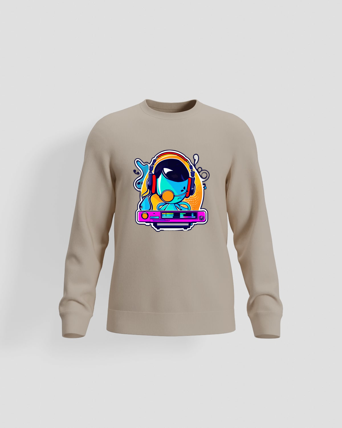 Sweatshirt DJ Cartoon con cuffie cassette