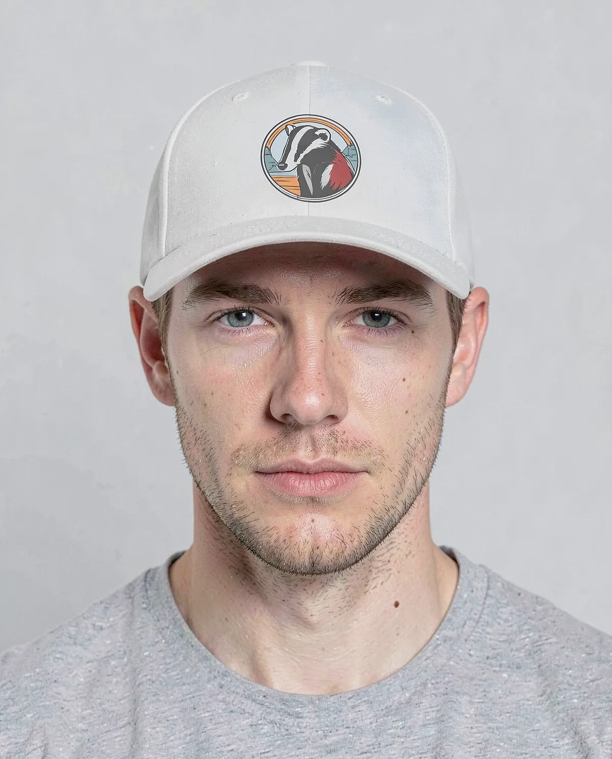 Cappellino bianco a 5 pannelli in cotone con chiusura a velcro 0