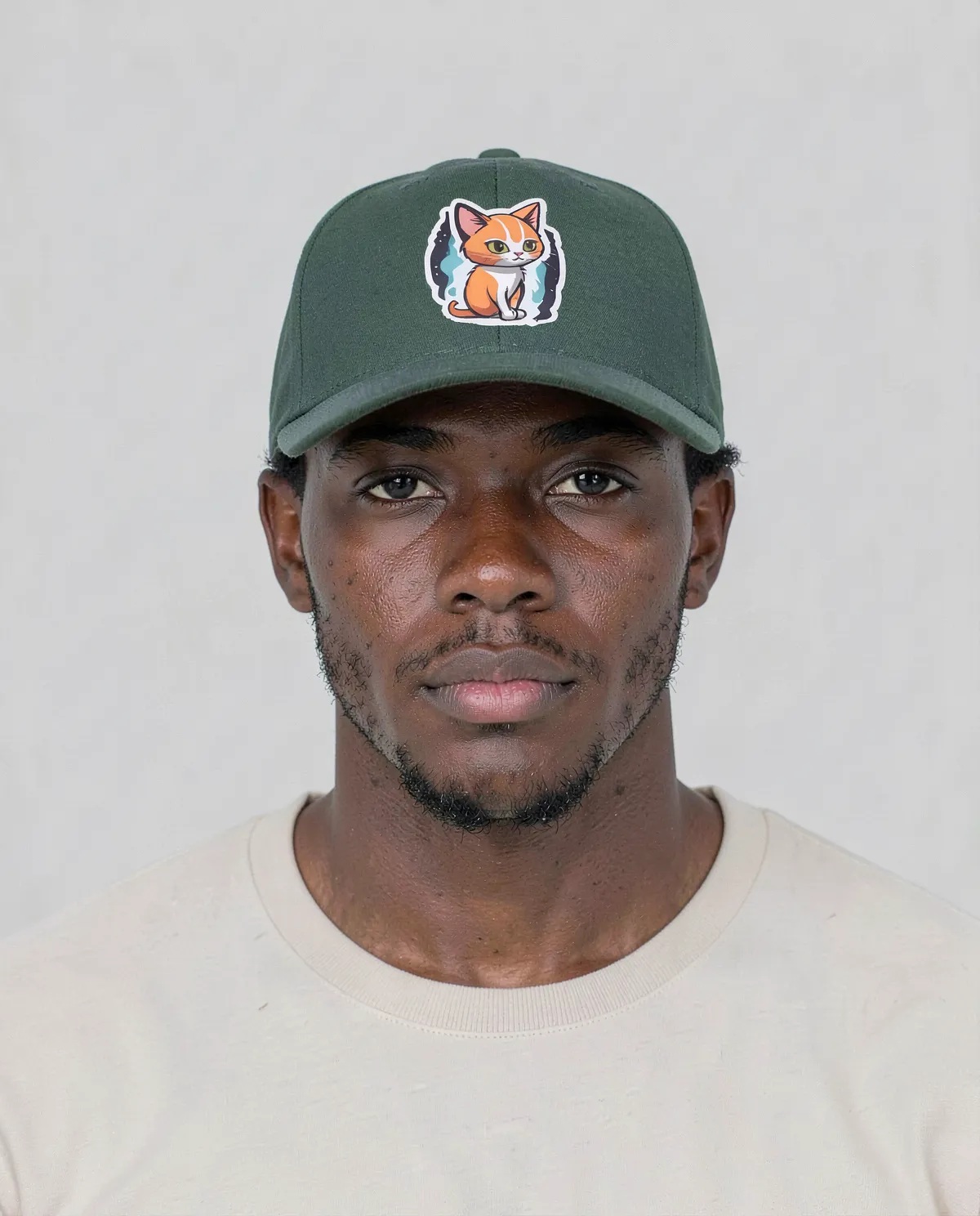 Cappellino in cotone ecologico verde con chiusura a velcro 0